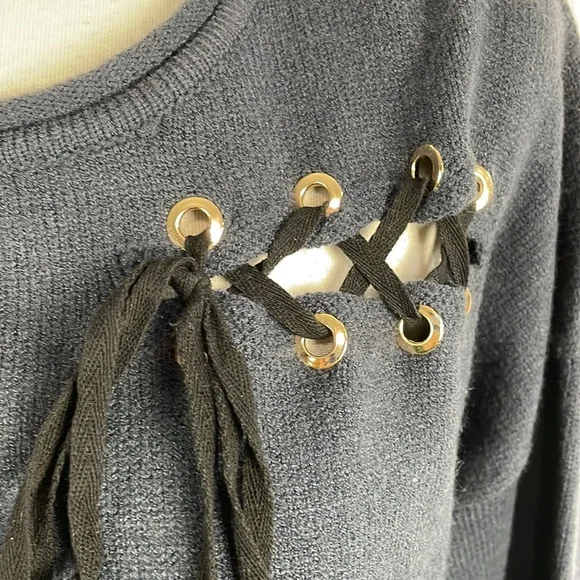 Jella C. Blue Sweater with Lacing - Picture 2 of 6